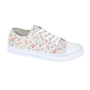 Rdek Womens/Ladies Floral Canvas Pumps / Light Grey